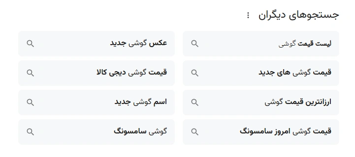 برای پیدا کردن کلمات کلیدی طولانی میتوانید از ویژگی «مردم همچنین میپرسند - People Also Asked» گوگل استفاده کنید