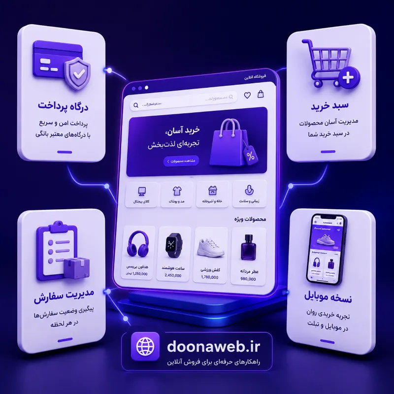 طراحی سایت فروشگاهی در البرز و کرج؛ راهنمای انتخاب شرکت و بررسی قیمت 2 اینفوگرافی امکانات طراحی سایت فروشگاهی در البرز و کرج