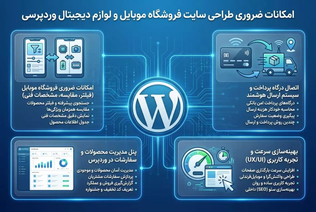 طراحی سایت فروشگاه موبایل و لوازم دیجیتال وردپرسی