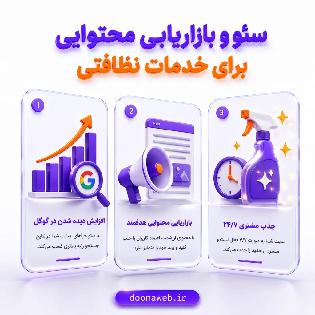 بازاریابی محتوا برای طراحی سایت شرکت خدمات نظافتی
