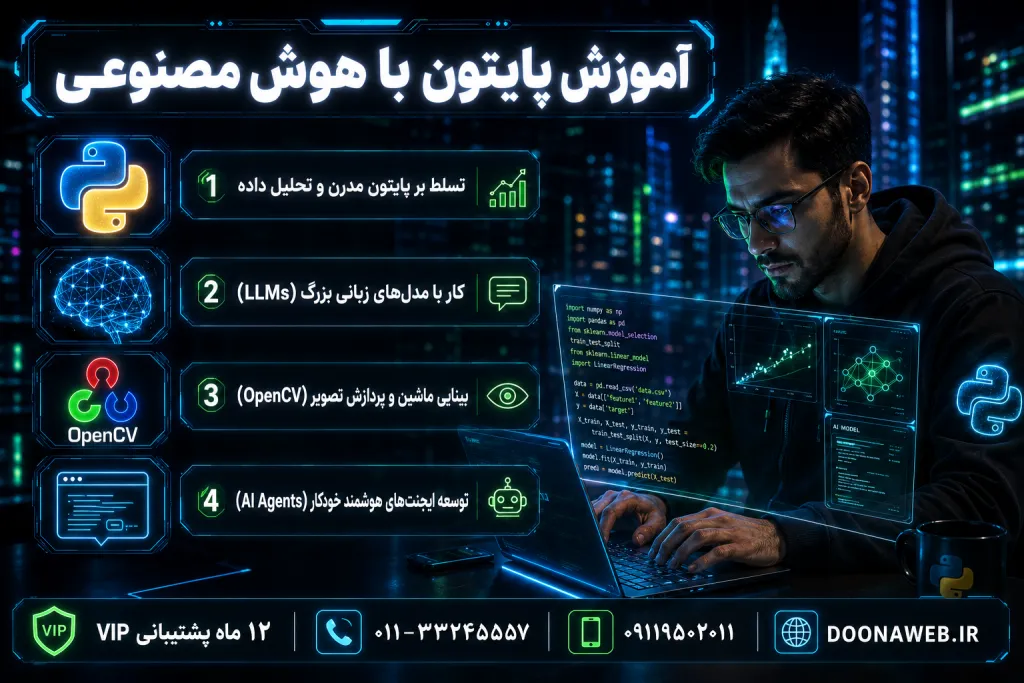 دوره آموزش پایتون با هوش مصنوعی؛ از صفر تا ساخت پروژههای واقعی AI 1 doonatools d91e5496 be7d 4529 8186 a80800748ebb